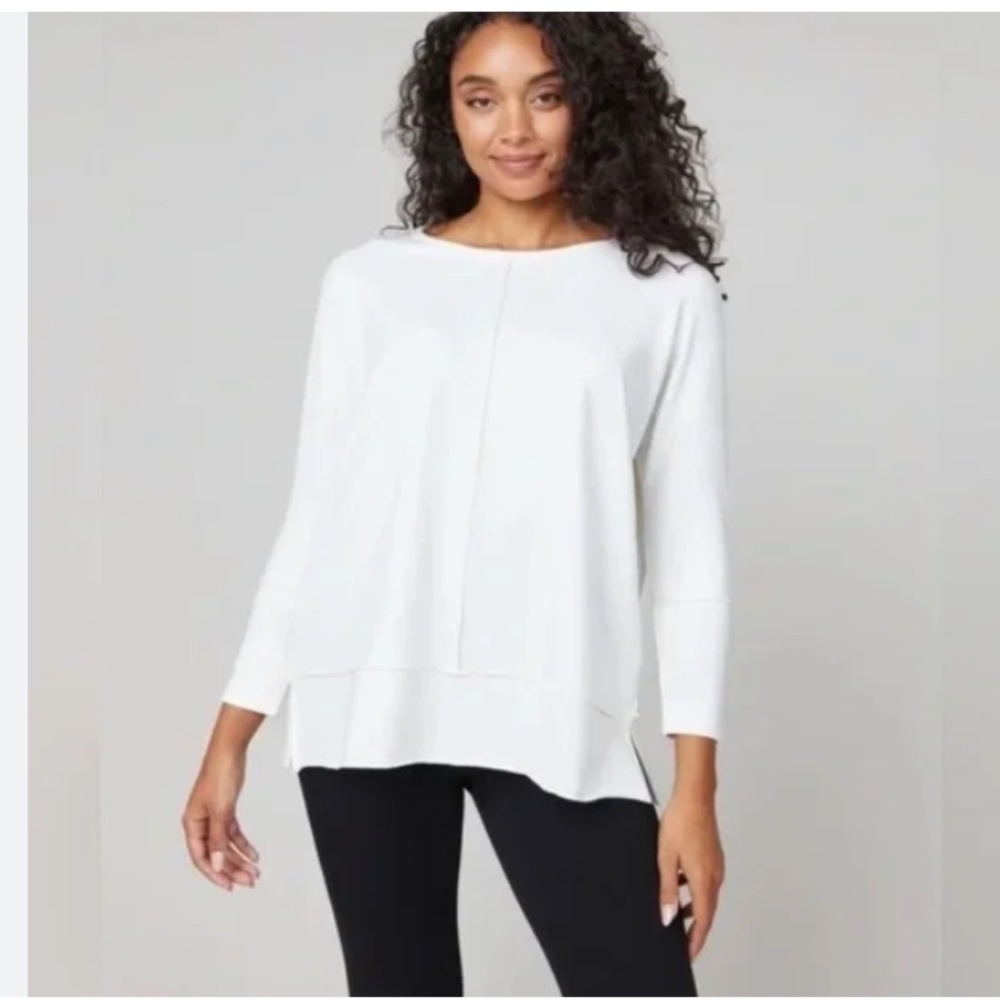 Spanx AirEssentials Crew Neck Tunic Very White 3/4 Sleeve Sweatshirt Small